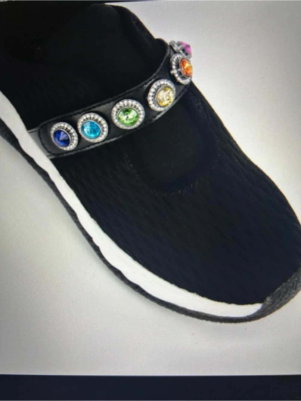 LONDON KNIT JEWEL Multicolor Gem Strap black knit sneaker
